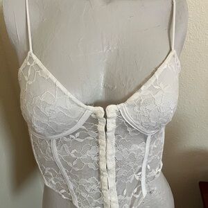 Bershka White Lace Corset Top